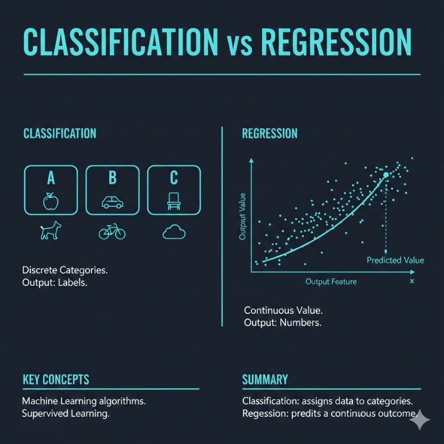 分類 vs 迴歸：預測類別還是預測數字