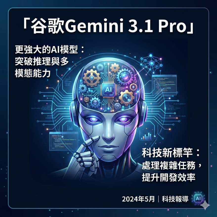谷歌推出Gemini 3.1 Pro，邏輯推理能力大幅提升