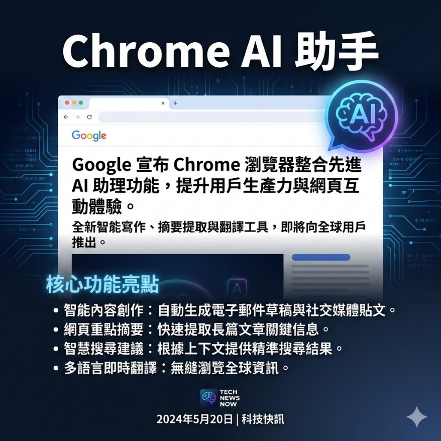 Chrome 網址列整合 Gemini，輸入指令即可啟動 AI 助手