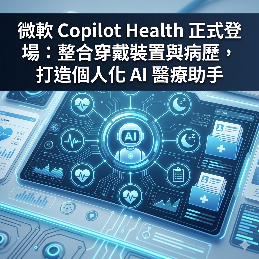 微軟 Copilot Health 正式登場：整合穿戴裝置與病歷，打造個人化 AI 醫療助手