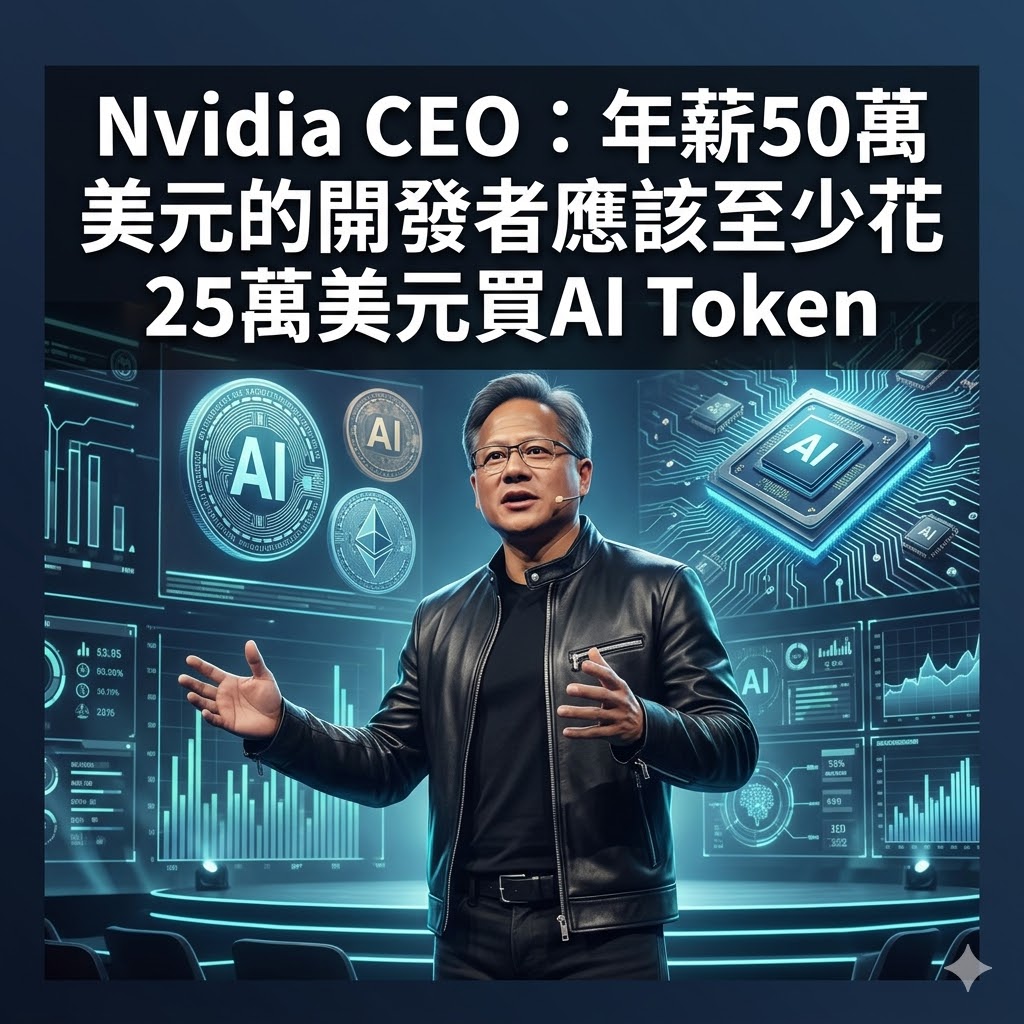 Nvidia CEO：年薪50萬美元的開發者應該至少花25萬美元買AI Token