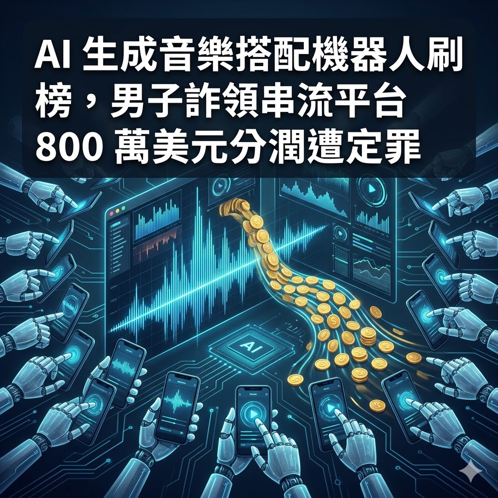 AI 生成音樂搭配機器人刷榜，男子詐領串流平台 800 萬美元分潤遭定罪