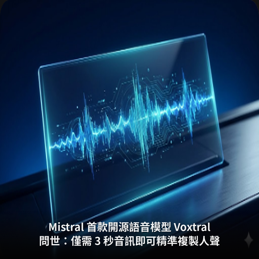 Mistral 首款開源語音模型 Voxtral 問世：僅需 3 秒音訊即可精準複製人聲
