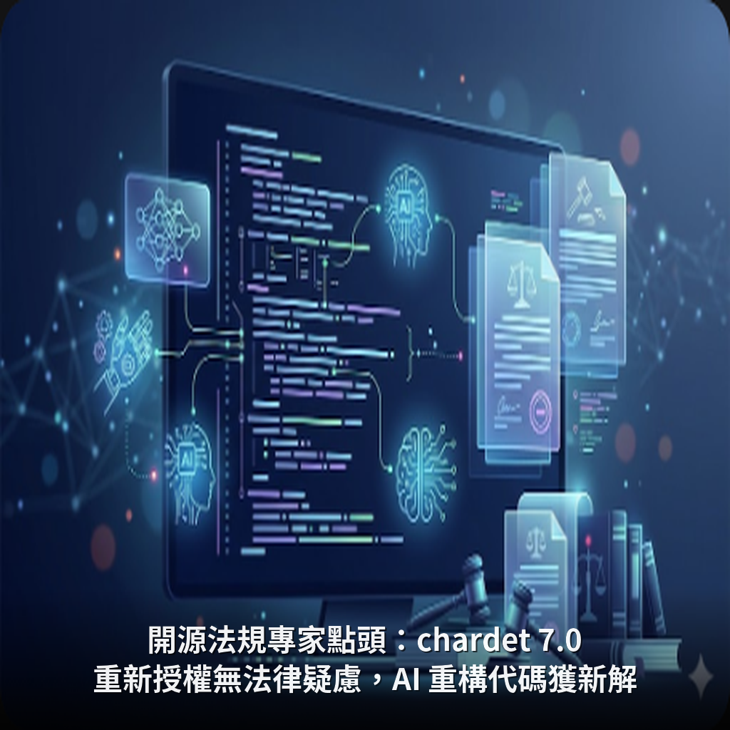 開源法規專家點頭：chardet 7.0 重新授權無法律疑慮，AI 重構代碼獲新解