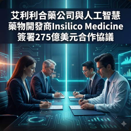 艾利利合藥公司與人工智慧藥物開發商Insilico Medicine簽署275億美元合作協議