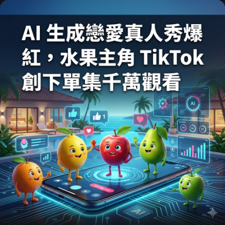AI 生成戀愛真人秀爆紅，水果主角 TikTok 創下單集千萬觀看