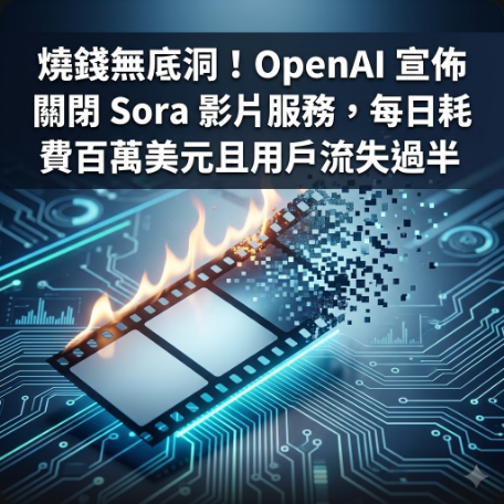 燒錢無底洞！OpenAI 宣佈關閉 Sora 影片服務，每日耗費百萬美元且用戶流失過半