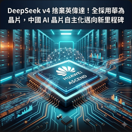 DeepSeek v4 捨棄英偉達！全採用華為晶片，中國 AI 晶片自主化邁向新里程碑