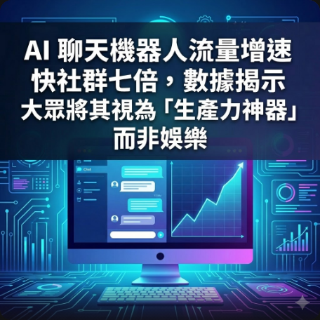 AI 聊天機器人流量增速快社群七倍，數據揭示大眾將其視為「生產力神器」而非娛樂