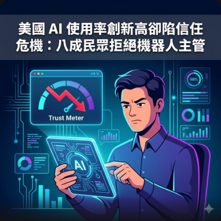美國 AI 使用率創新高卻陷信任危機：八成民眾拒絕機器人主管