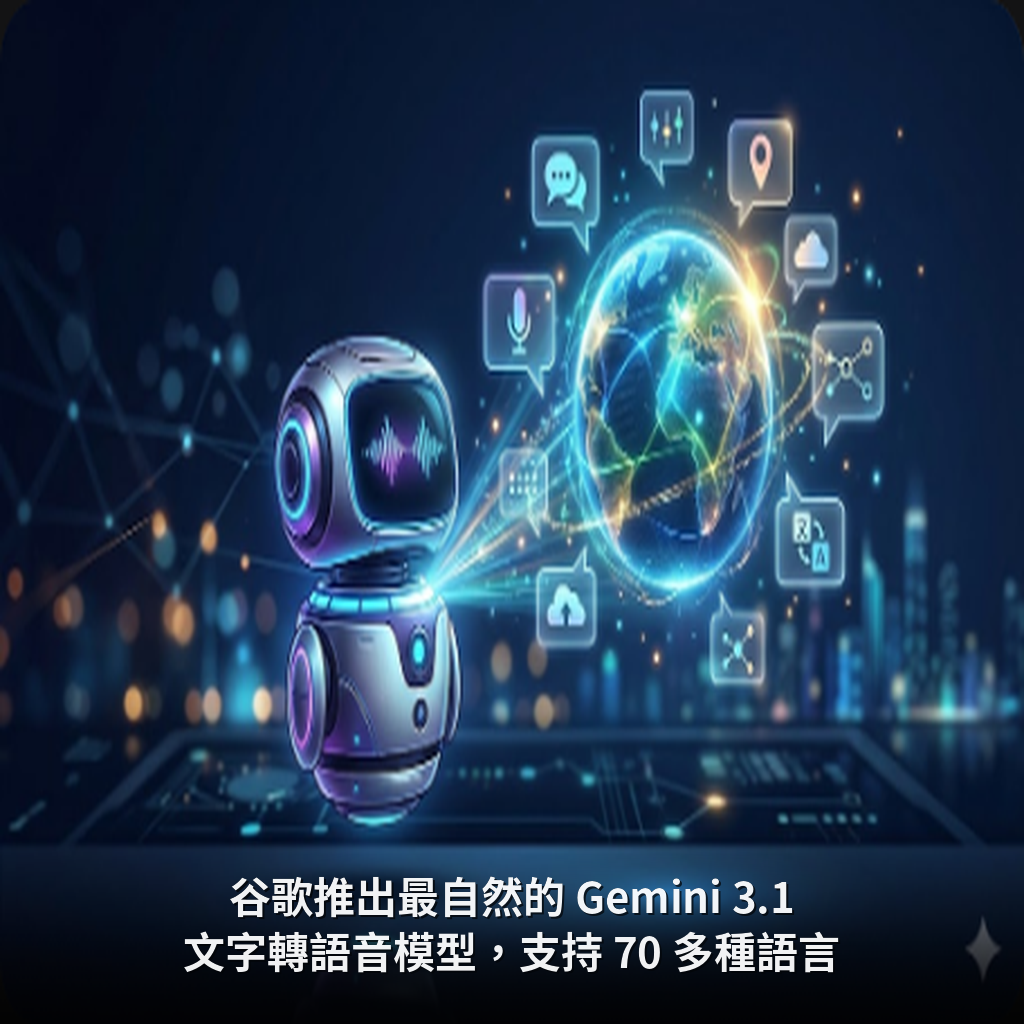 谷歌推出最自然的 Gemini 3.1 文字轉語音模型，支持 70 多種語言