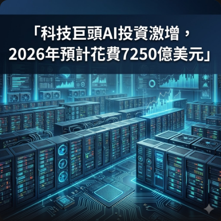 科技巨頭AI投資激增，2026年預計花費7250億美元