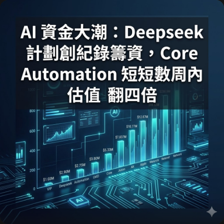 AI 資金大潮：Deepseek 計劃創紀錄籌資，Core Automation 短短數周內估值翻四倍