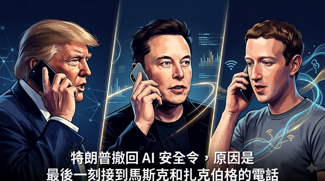 特朗普撤回 AI 安全令，原因是最後一刻接到馬斯克和扎克伯格的電話