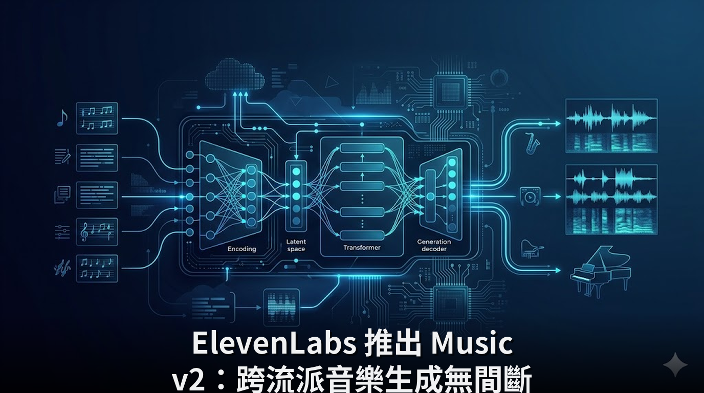 ElevenLabs 推出 Music v2：跨流派音樂生成無間斷