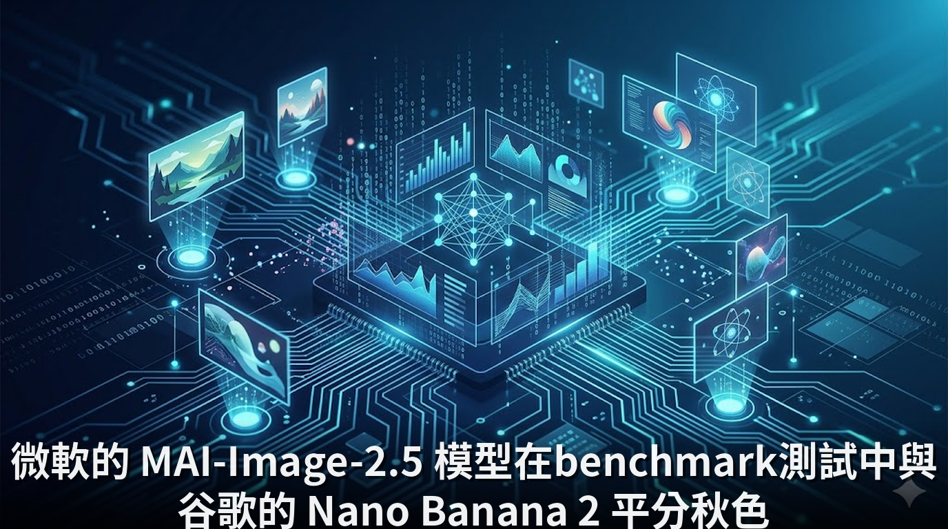 微軟的 MAI-Image-2.5 模型在benchmark測試中與谷歌的 Nano Banana 2 平分秋色