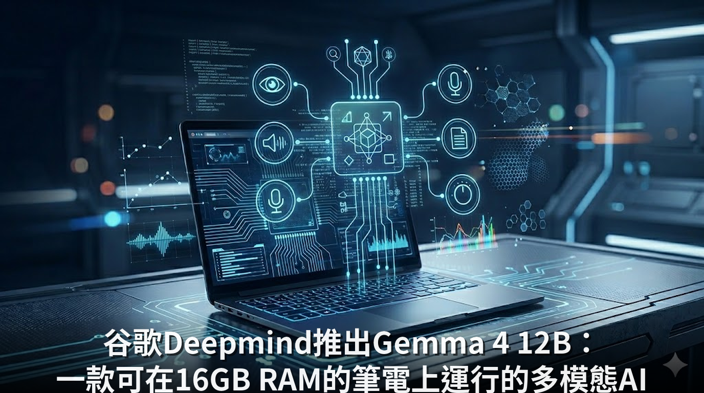 谷歌Deepmind推出Gemma 4 12B：一款可在16GB RAM的筆電上運行的多模態AI