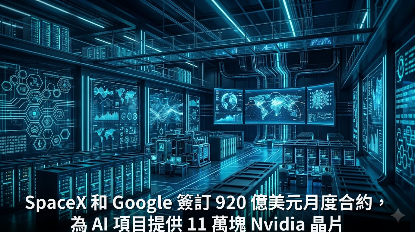 SpaceX 和 Google 簽訂 920 億美元月度合約，為 AI 項目提供 11 萬塊 Nvidia 晶片