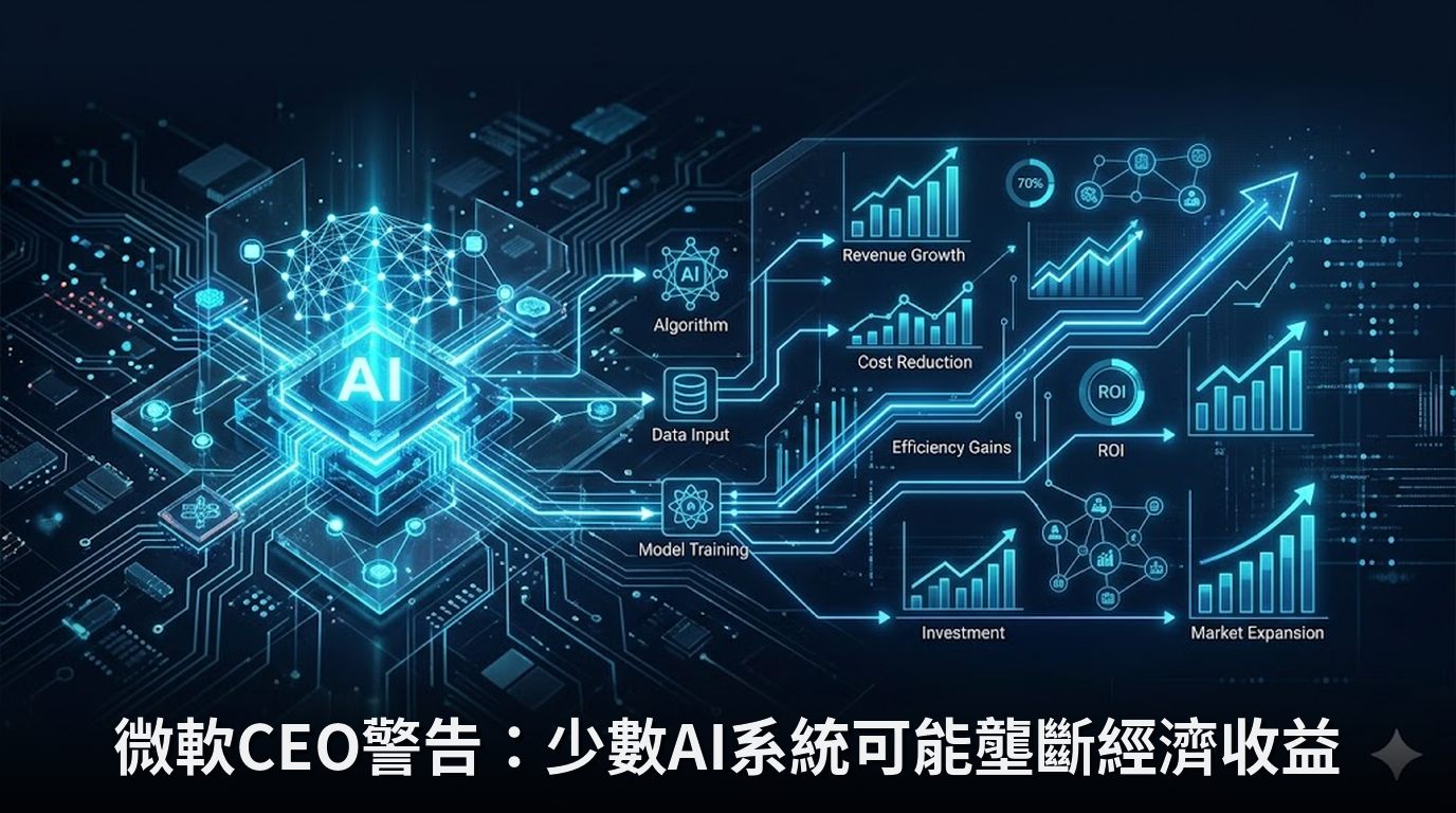 微軟CEO警告：少數AI系統可能壟斷經濟收益