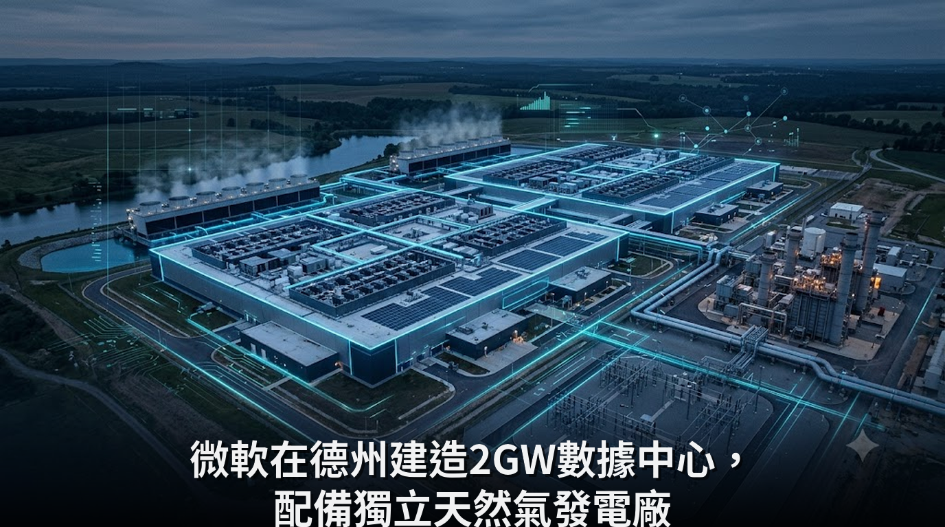 微軟在德州建造2GW數據中心，配備獨立天然氣發電廠