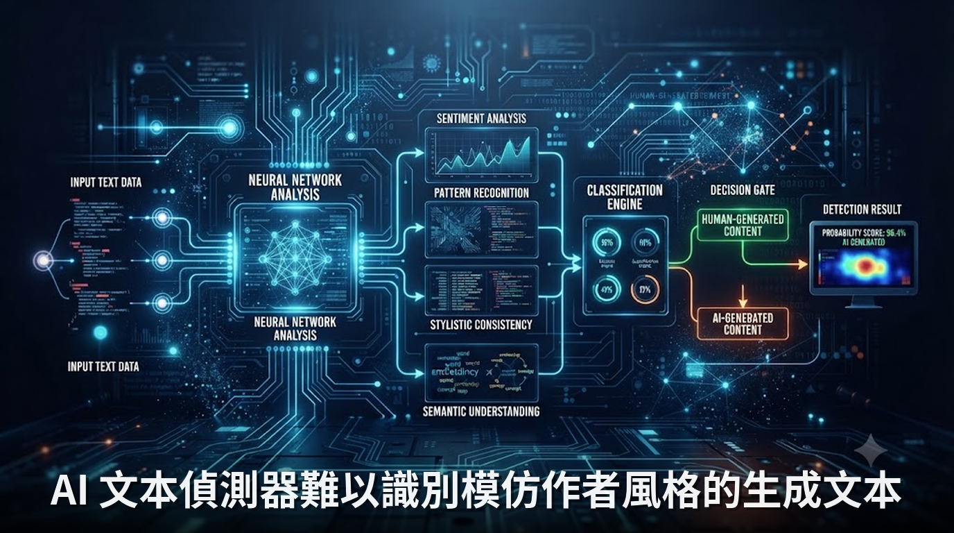 AI 文本偵測器難以識別模仿作者風格的生成文本
