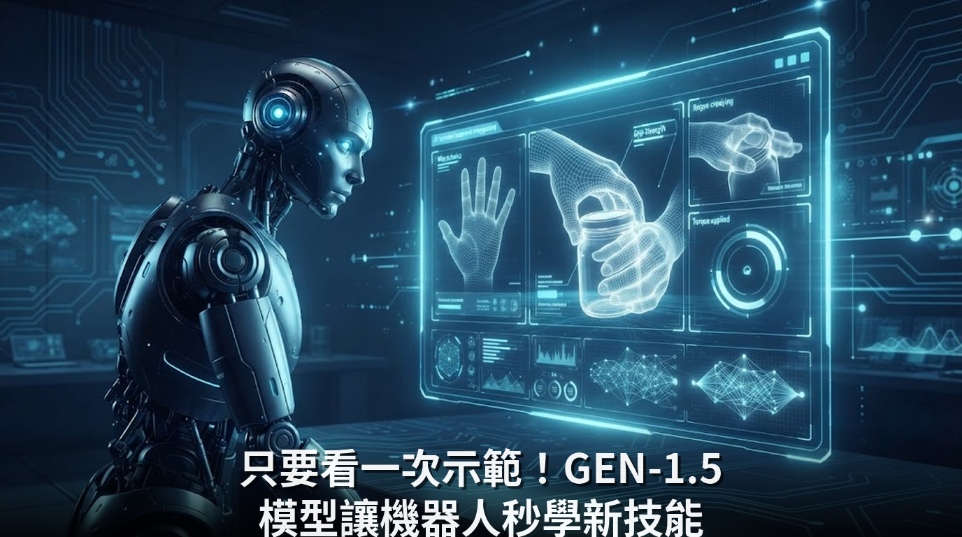 只要看一次示範！GEN-1.5 模型讓機器人秒學新技能