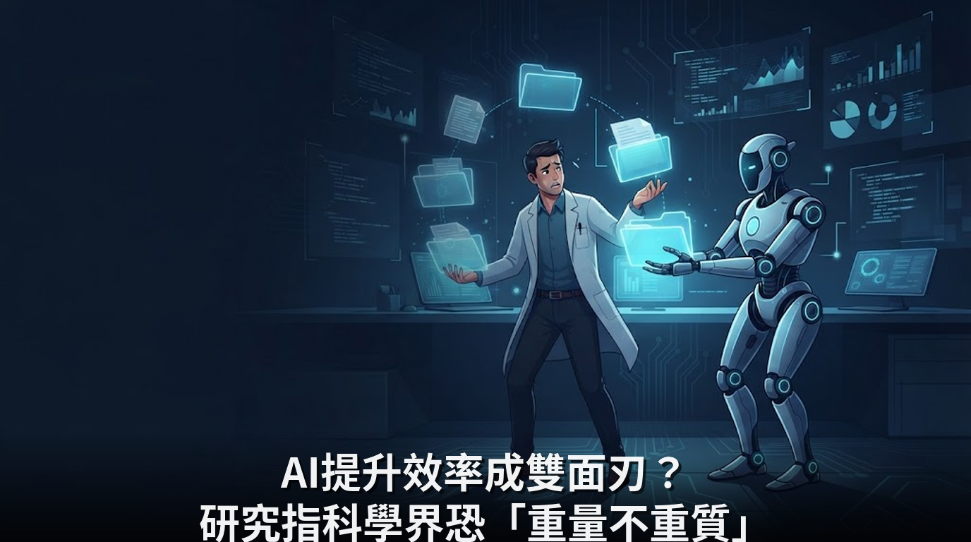 AI提升效率成雙面刃？研究指科學界恐「重量不重質」