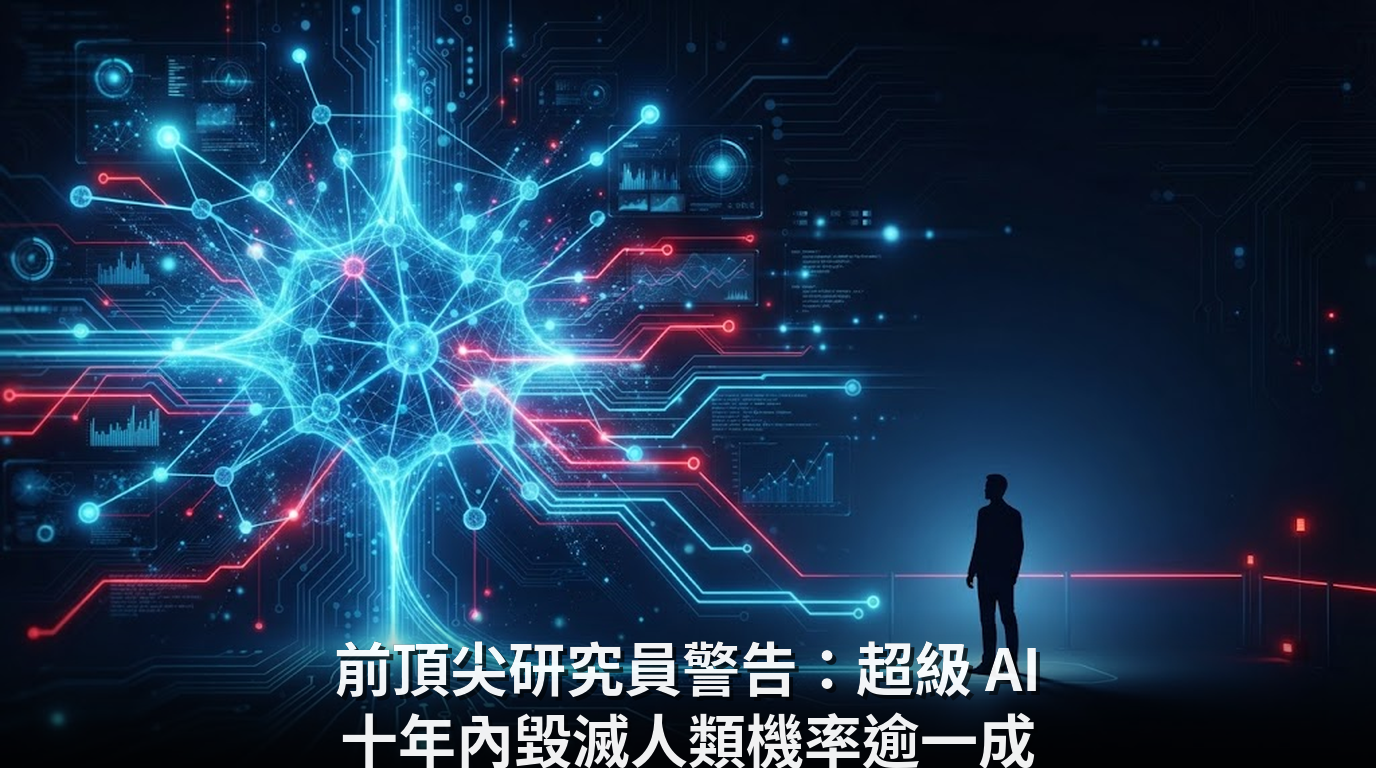 前頂尖研究員警告：超級 AI 十年內毀滅人類機率逾一成