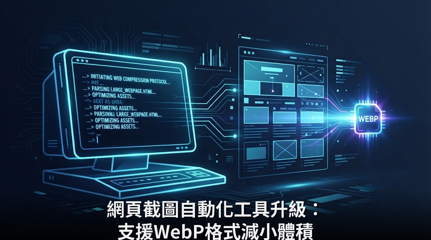 網頁截圖自動化工具升級：支援WebP格式減小體積