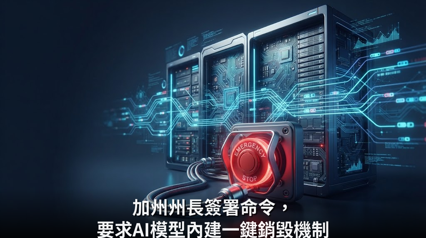 加州州長簽署命令，要求AI模型內建一鍵銷毀機制