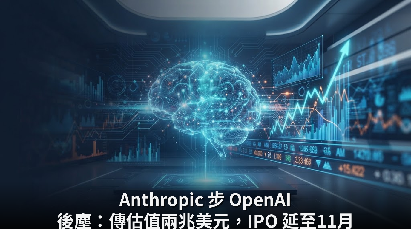 Anthropic 步 OpenAI 後塵：傳估值兩兆美元，IPO 延至11月