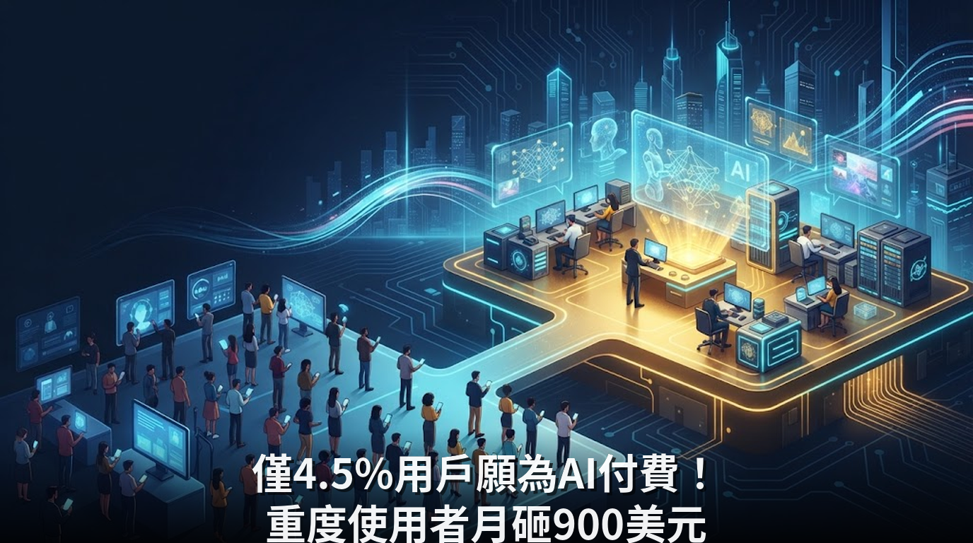 僅4.5%用戶願為AI付費！重度使用者月砸900美元